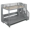 Full Over Full Size Murphy Bed With Hydraulic Lift & Desk Design - Gray - Image 6