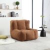 Modern Indoor Fluffy Bean Bag Chair With Memory Foam And Ottoman Super Soft Velvet - Brown - Image 8
