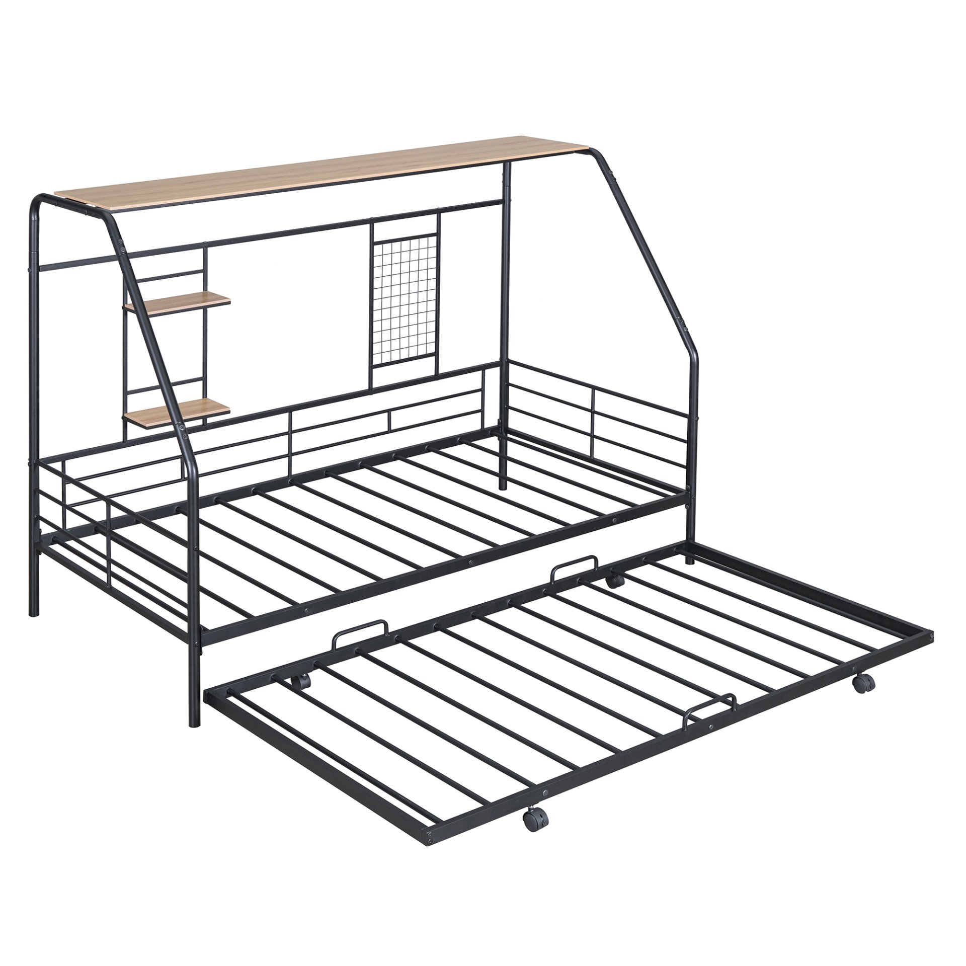 Twin Size Playhouse Design Bed With Trundle - Black - Image 11