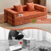 Floor Couch, Compression Sofa, Convertible Floor Sofa Bed With Pillow Back Support Armrest - Orange - Image 7