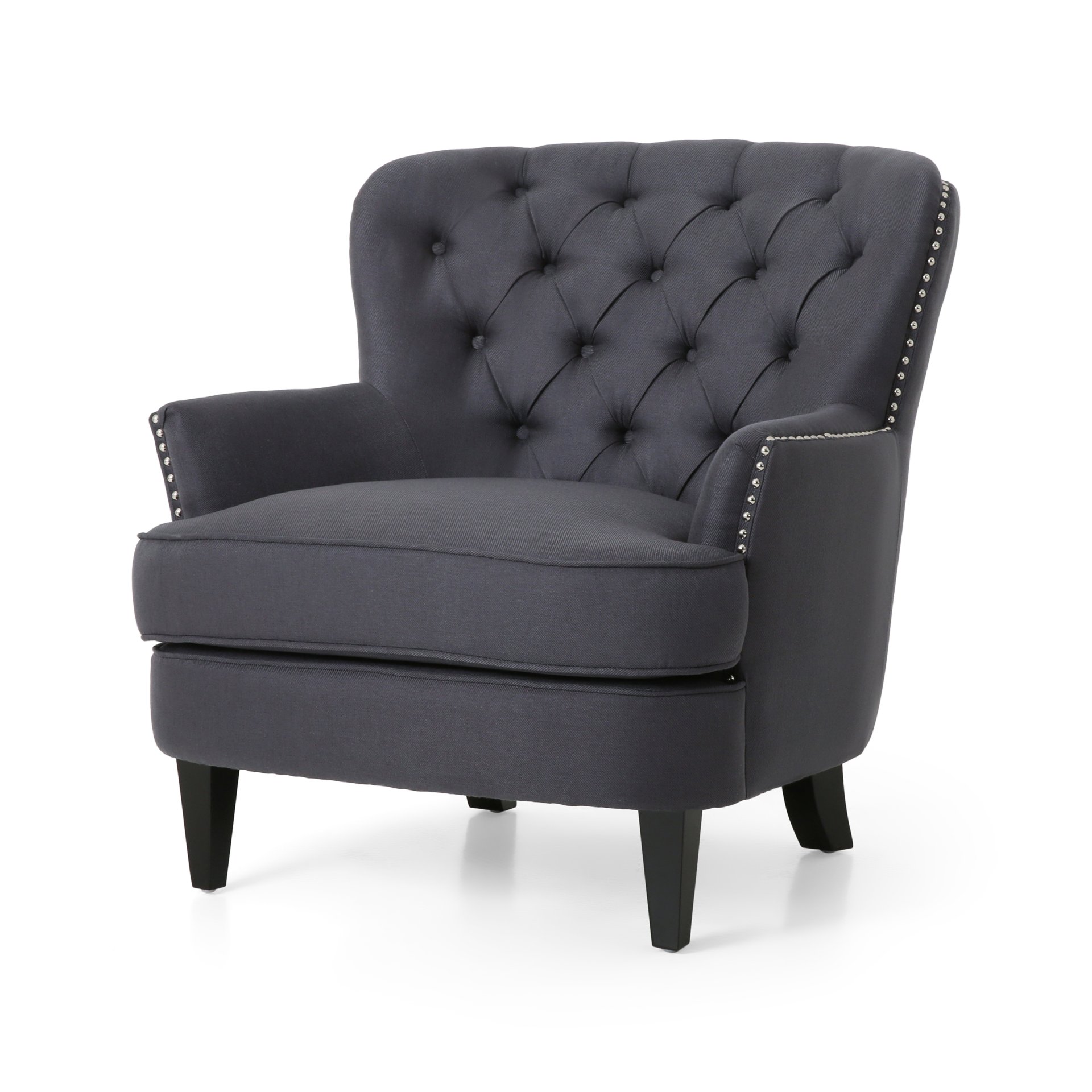 Enchante, Living Room Set With Tufted Back Club Chair And Ottoman - Gray - Image 7