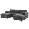 Modular Sectional With Storage Pockets, 5 Seat U Shaped Couch Set With Pillows Free Combination Modern Cloud Sofa With 2 Movable Ottoman - Dark Gray - Image 4