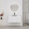 Contemporary Wall Mounted Bathroom Vanity With Resin Sink & Soft Close Doors - White - Image 3