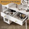 Vanity Dressing Table With LED Mirror & Storage Makeup Desk With 3 Drawers, 2 Open Shelves & 4 Hidden Cabinets - White - Image 8
