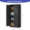 Heavy Metal Garage Storage Cabinet, Tool Steel Locking Cabinet With Doors And 3 Adjustable Shelves - Brushed Nickel - Image 3