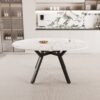 Modern Extendable Circular Dining Table With Top And Metal Legs For 4 - 6 Persons - White - Image 5