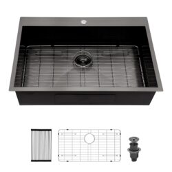 30" Modern Topmount Kitchen Sink Stainless Steel 16 Gauge Single Bowl - White