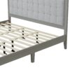 King Size Mid Century Solid Wood Platform Bed With Upholstered Headboard - Gray - Image 9