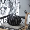 Stripe Pumpkin Decor, For Holiday Halloween Decoration - Black / White - Image 9