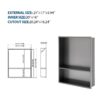 21" X 17" Stainless Steel Shower Niche Double Shelf With Durable Finish - Gunmetal Black - Image 3