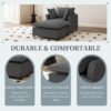 Oversized Chaise Lounge Indoor Single Sofa Bed With Wide Seat, Upholstered Lazy Sleeper Armchair With Movable Ottoman Reading Couch Set - Gray - Image 5