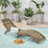 Lahaina - Wood Foldable Chaise Lounge Acacia Outdoor Relaxation Chair - Gray - Image 2