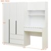 3 Door Storage Desk Wardrobe For Bedroom With Shelves And 3 Drawers - White - Image 16