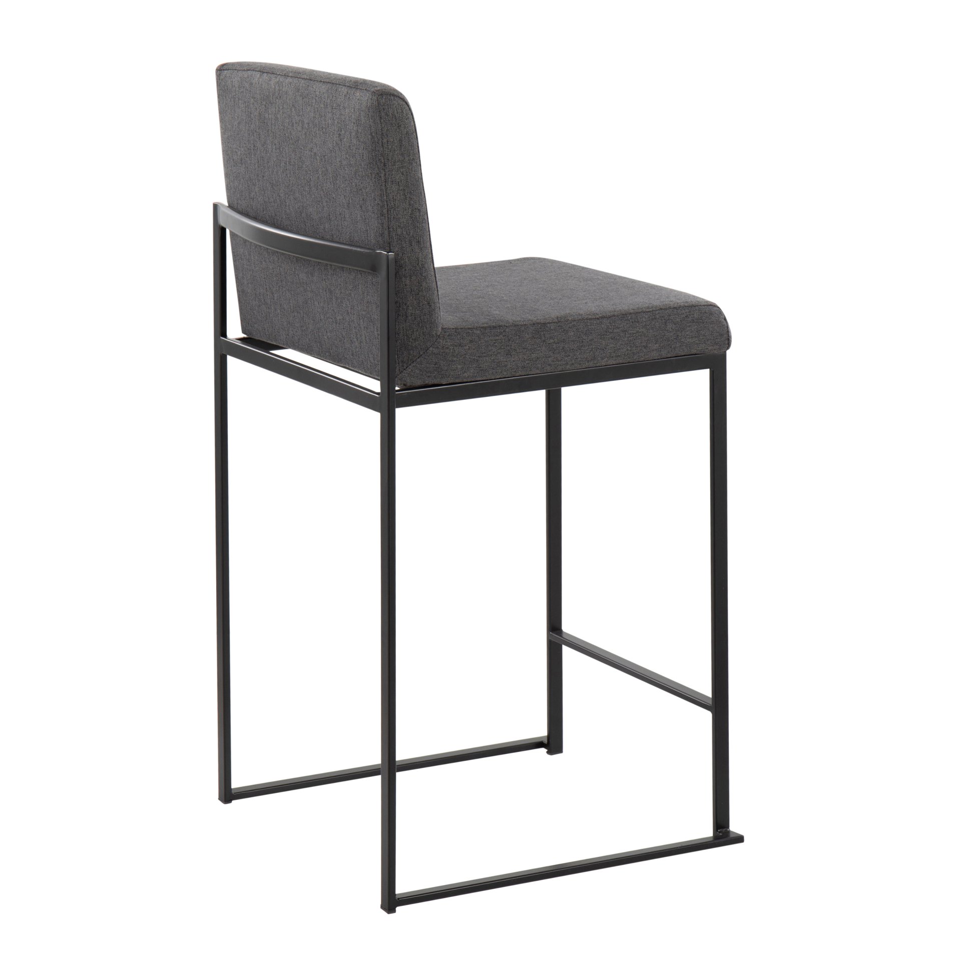 Fuji - Contemporary High Back Counter Stool (Set of 3) - Black / Charcoal - Image 4