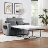 Twin Size Sofa Bed Sleeper Sofa Loveseat Sofa With Foldable Mattress, USB Ports, Side Table & Storage Pocket - Gray - Image 7