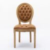 French Style Solid Wood Frame Antique Painting, Hand-Pulled Buckle Decoration Artificial Leather Dining Chair With Nailhead Trim, Wood Legs, Density Foam, Steel Spring Inner (Set of 2) - Light Brown - Image 3