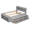 Full Bed With Bookcase Headboard, Under Bed Storage Drawers And Bed End Storage Case - Gray - Image 9