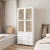 Hollow Pattern 2 Door 3 Drawer Wardrobe, The Collision Of Wood Color, Suitable For Bedrooms And Dressing Rooms - White - Image 4