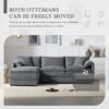 Modular Sectional With Deep And Wide Seat, L Shaped Cloud Couch Set With Double Cushions 4 Seat Sofa With Movable Ottoman Oversized - Dark Gray - Image 6