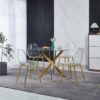 Dining Chair, Metal Leg, Plastic Seat (Set of 4) - Gold / Transparent - Image 8