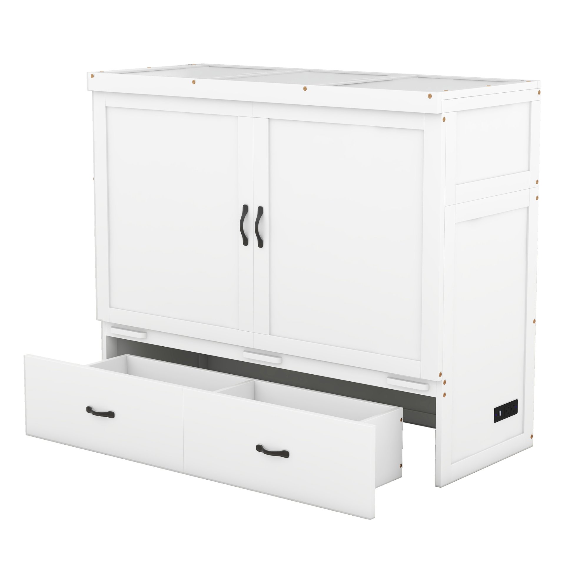 Full Size Murphy Bed With USB Port And A Large Drawer - White - Image 6