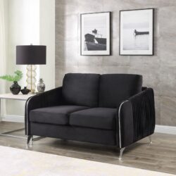 Hathaway - Velvet Modern Chic Loveseat Couch - Black