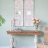 Large Wooden Wall Art Panels With Distressed Round Mirror Accents (Set of 2) - White - Image 3