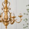 6 Light Chandelier, Hanging Light Fixture With Adjustable Chain For Kitchen Dining Room Foyer Entryway, Bulb Not Included - Gold - Image 4