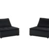 Anna - Velvet Armless Lounge Chair (Set of 2) - Black - Image 2