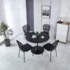 5 Pieces Dining Set, Table Metal Leg Mid-Century Dining Table For 4 - 6 People With MDF Table Top, Pedestal Dining Table, End Table Leisure Coffee Table - Black - Image 6