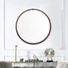 Hausen - Mid-Century Modern Round Accent Wall Mirror - Brown Walnut - Image 8