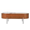 Lift Top Coffee Table With 360 Degree Marble Patterned Rotating Tray, Hidden Compartment, Partially Assembled Wooden Center Table, Modern Oval Lift Tabletop For Home Living Room - Brown - Image 12