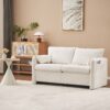 Modern Loveseat Sofa 2 Seater Plush Chenille Fabric Couch With High Density Foam Cushions - Ivory White - Image 10