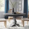 Rustic Extendable Dining Table With Pedestal Base - Gray - Image 4