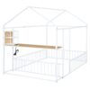Full Size Bed House Frame With Desk, Shelves, Power Outlets And USB Ports - White - Image 8