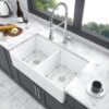 Double Bowl Apron Front Kitchen Sink 32", Sturdy And With Scratch Resistant - White - Image 6