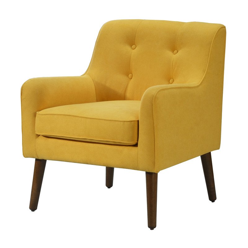 Ryder - Mid Century Modern Woven Fabric Tufted Armchair - Yellow - Image 2