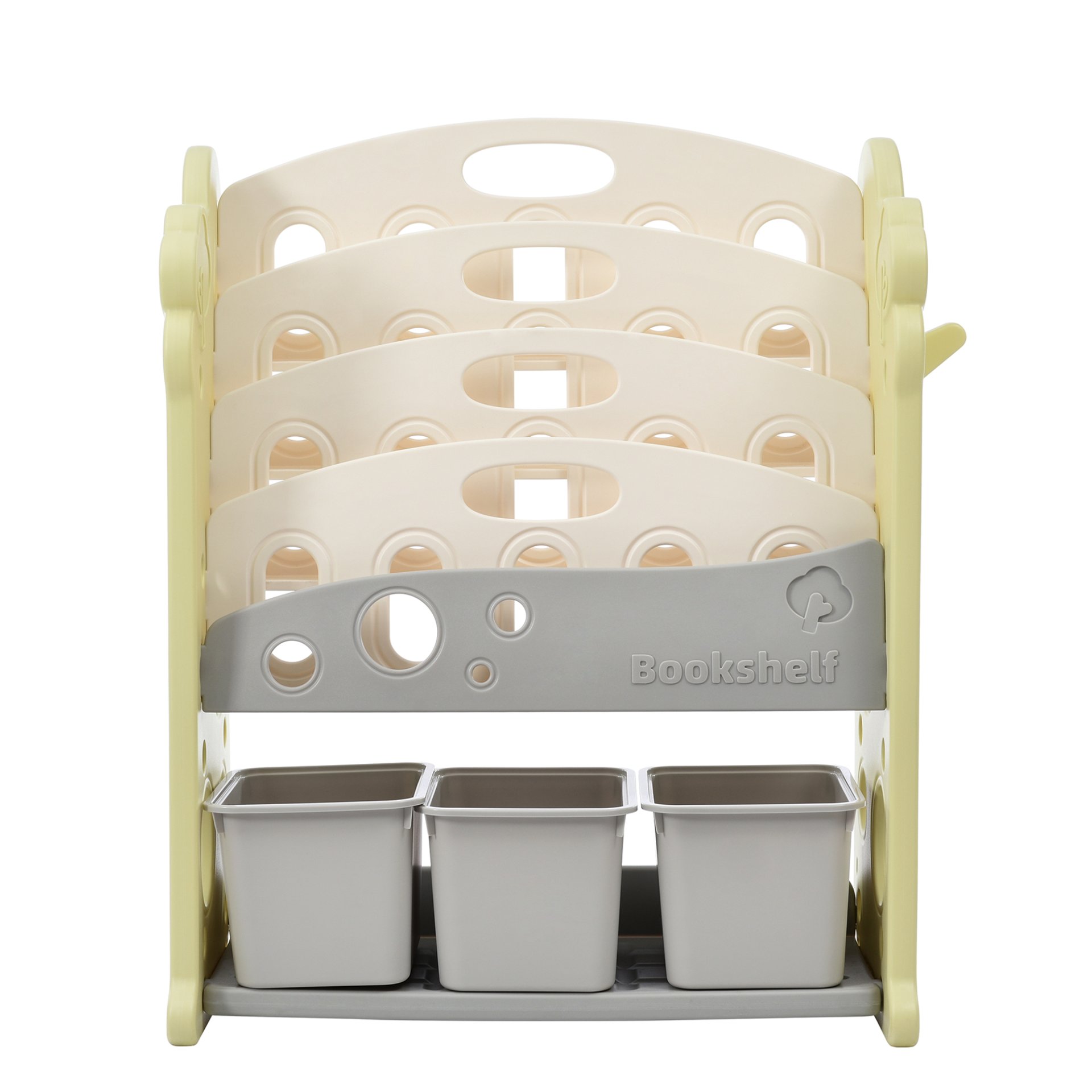 Kids Bookshelf Toy Storage Organizer With 17 Bins And 5 Bookshelves, Multi-Functional Nursery Organizer Kids Furniture Set Toy Storage Cabinet Unit With HDPE SheLF And Bins - Light Green - Image 21