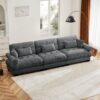 Modern Velvet Extra Large 3 Seat Sofa With Comfortable Cloud Like Support - Gray - Image 7
