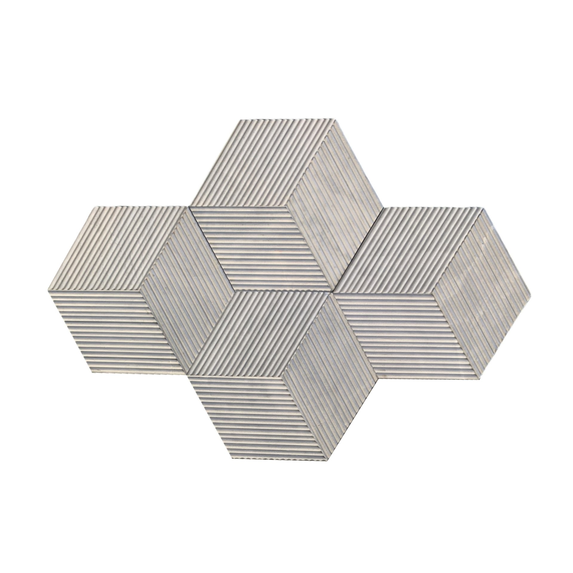 Hexagon Carrara Stone Marble Tile Ol Textured 3D Fluted (Set of 12) - Natural / Gray - Image 6
