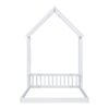 Full Roof-Framed Headboard Floor Bed With Headboard Guardrails - Without Slats White - Image 15
