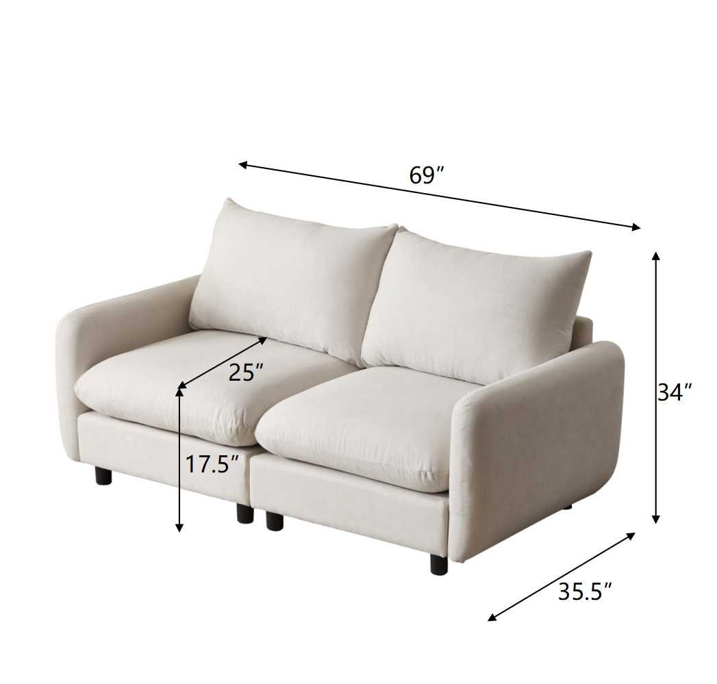 2 Seats Modular Sectional Sofa Corner Chair Sofa Couch - White - Image 4