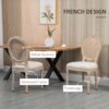 Homcom - French Style Upholstered Dining Chair Set, Armless Accent Side Chairs With Rattan Backrest And Linen-Touch Upholstery (Set of 2) - Cream White - Image 8