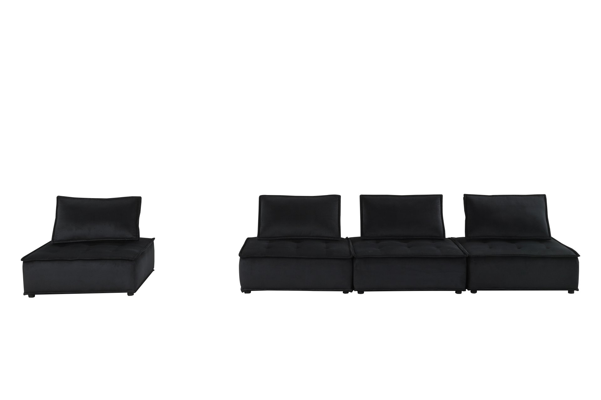 Anna - Velvet 4 Piece Sectional Sofa - Black - Image 7