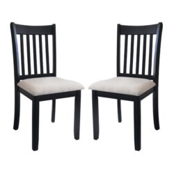 Modern Dining Chair (Set of 2) With Cushion Seats And Wooden Back - Black