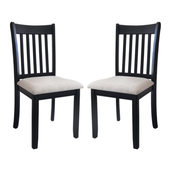 Modern Dining Chair (Set of 2) With Cushion Seats And Wooden Back - Black