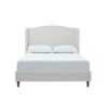 Hannah - King Upholstered Wingback Bed Size, Tall Headboard Upholstered King Bed, Premium Textured Canvas Chenille Look, Minimalist Designs, No Box Spring Needed - Ivory - Image 10