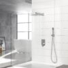 Dual Shower Head Wall Mounted Square Shower System With Rough In Valve, Stainless Steel And Brass - Chrome - Image 2
