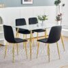 Modern Light Luxury Dining Chair With Gold Metal Legs (Set of 4) - Black - Image 6