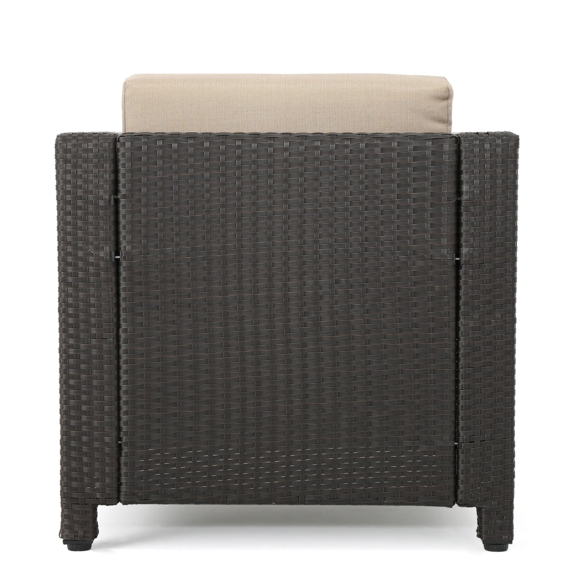 Modern Outdoor Club Chair With Removable Cushions - Brown / Beige - Image 12